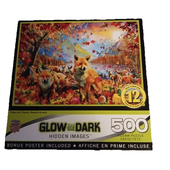 Master Pieces Glow In The Dark Foxes & Friends 500 Pieces Jigsaw Puzzle #61762 - Picture 1 of 7